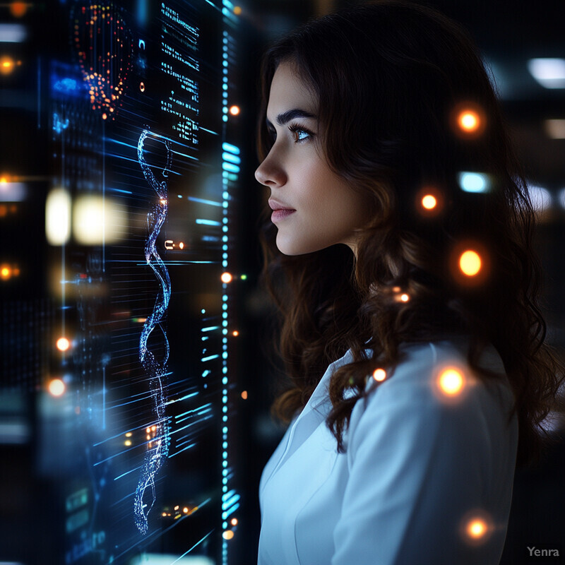 A woman reviews an electronic health record system projected onto a large screen in front of her.