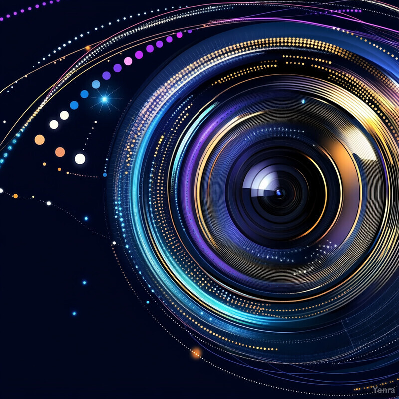 An abstract representation of a camera lens with a futuristic twist