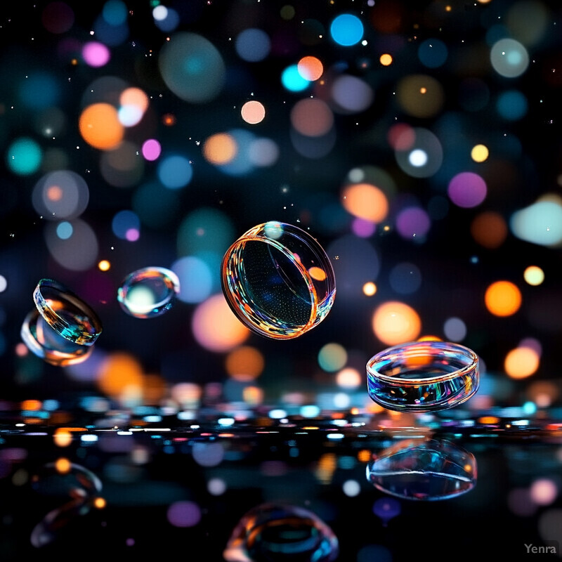 A mesmerizing image of bubbles floating in mid-air against a dark blue background, evoking a sense of wonder and enchantment.