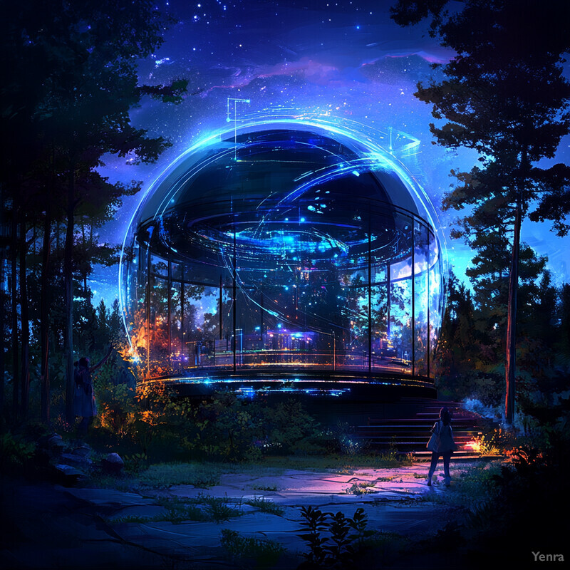 Futuristic glass dome in an outdoor setting