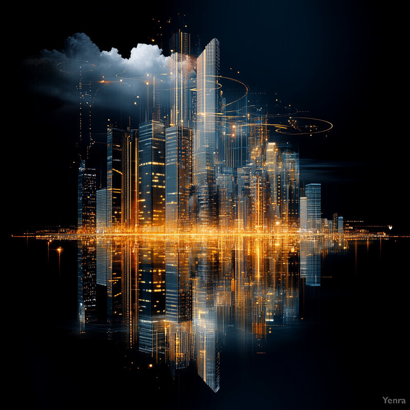 A futuristic cityscape with modern skyscrapers and a sprawling metropolis.