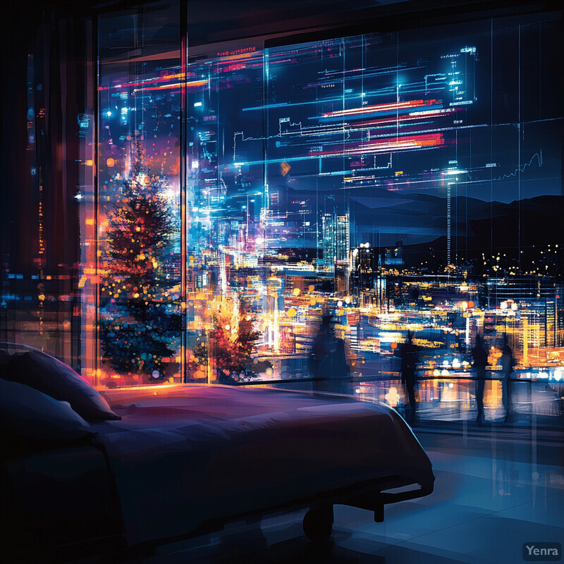 A serene scene of a Christmas tree and empty chair in a room decorated for the holiday.