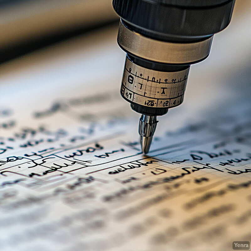 A person is using a drill bit to make precise markings on a piece of paper or cardboard.