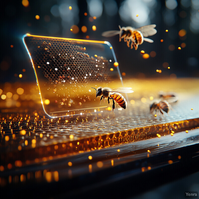 A futuristic laboratory where bees are being used for real-time disease diagnosis, surrounded by advanced equipment and machinery.