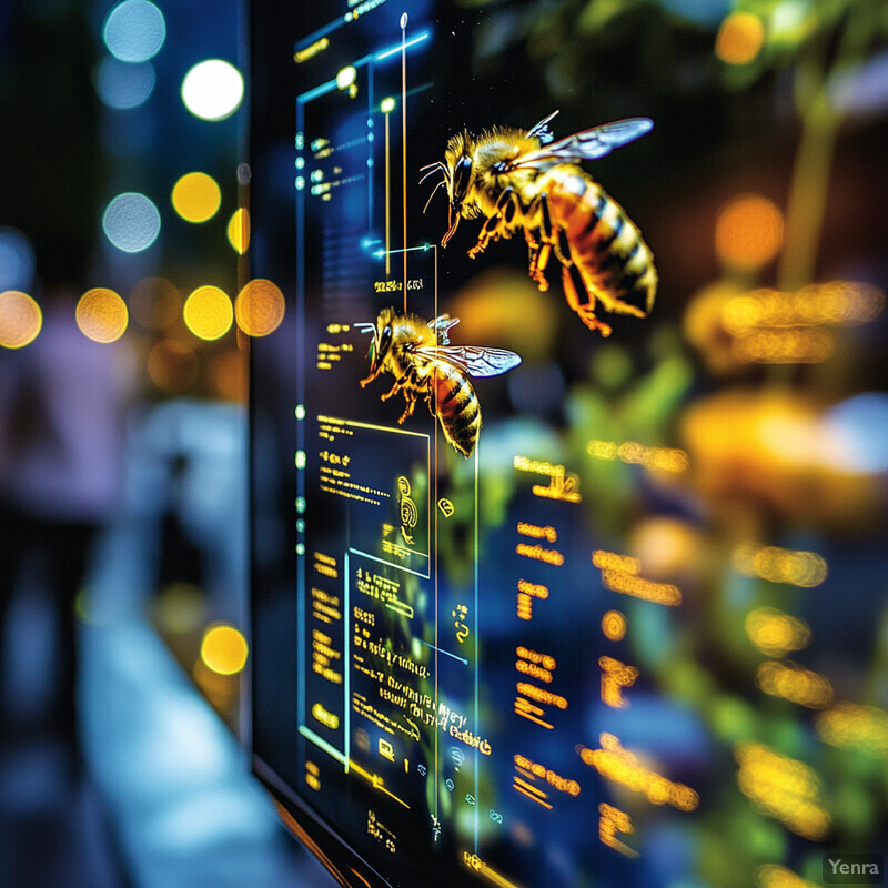 Smart Hive Entrance system with screens and sensors monitoring hive health and activity.