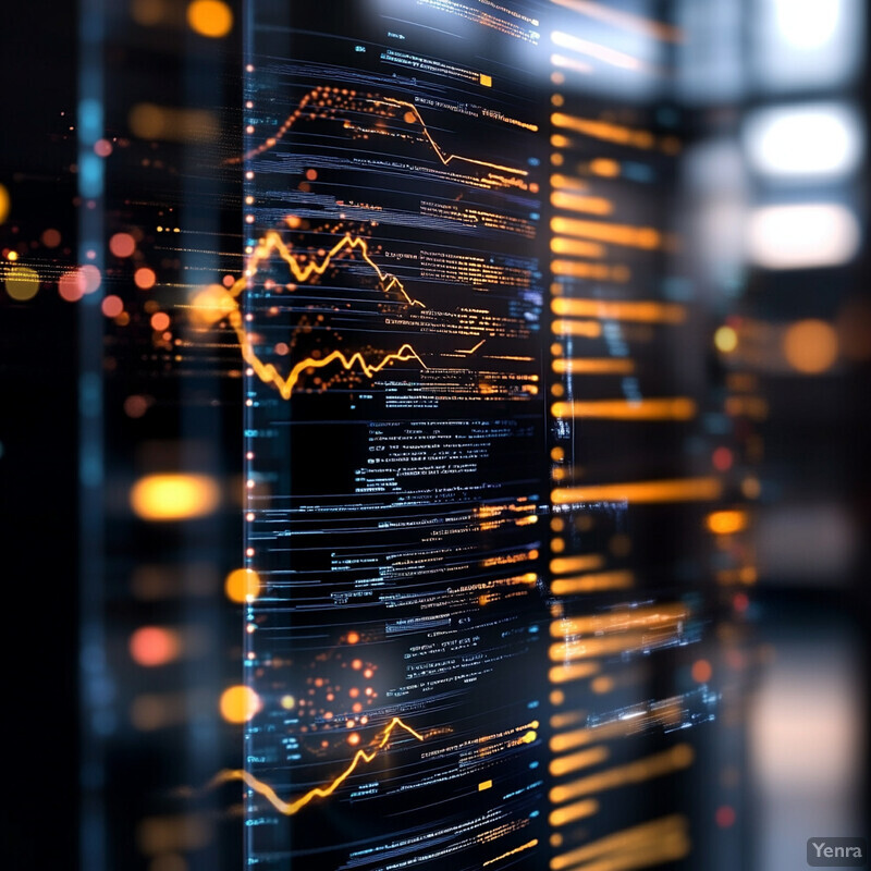 A complex data analysis image featuring graphs, charts, and text.