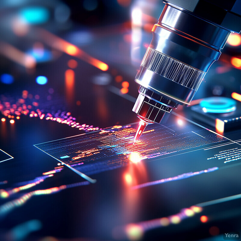 Electron Microscope Analyzing Sample on Slide.