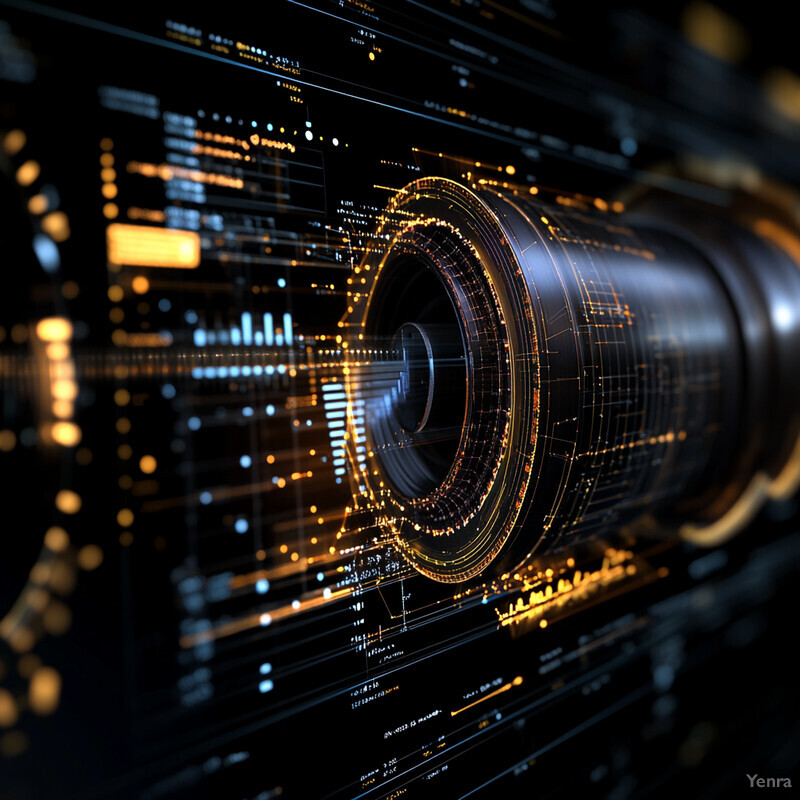 A detailed image of a camera lens with intricate components and a sophisticated lighting setup.