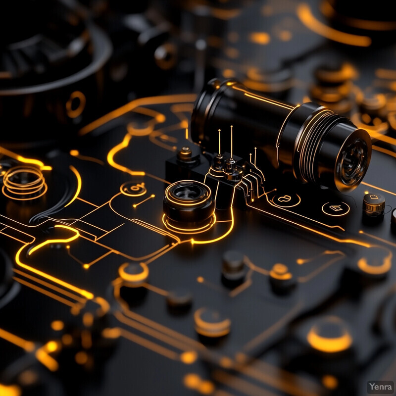 A close-up view of a circuit board or motherboard with various components and wires.