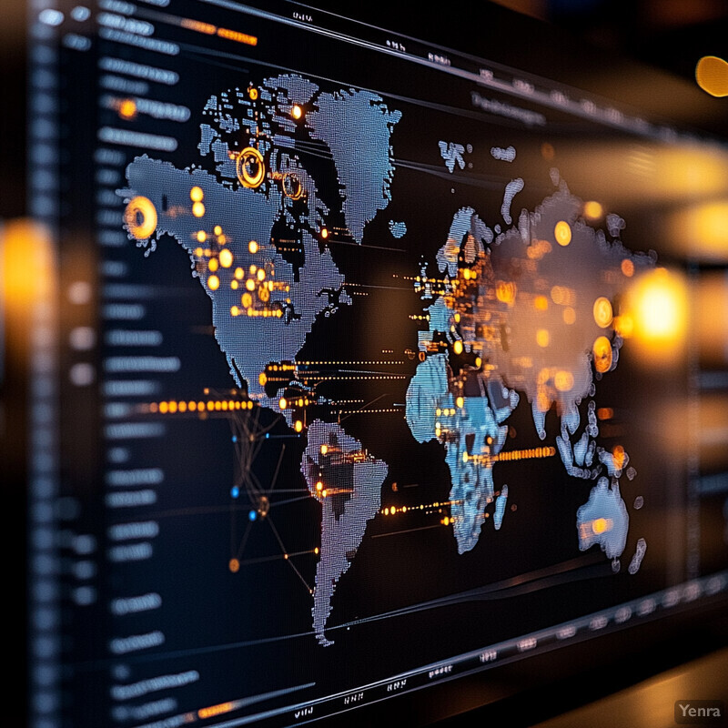 A geopolitical risk monitoring system displays a world map with indicators of different countries' risks.