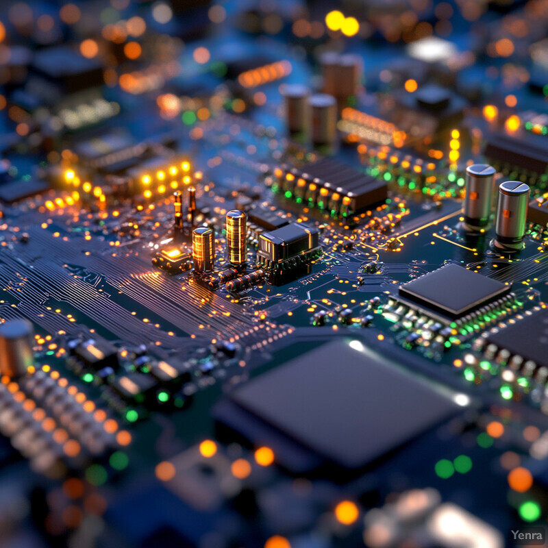 A close-up shot of a computer motherboard with various components and wires.