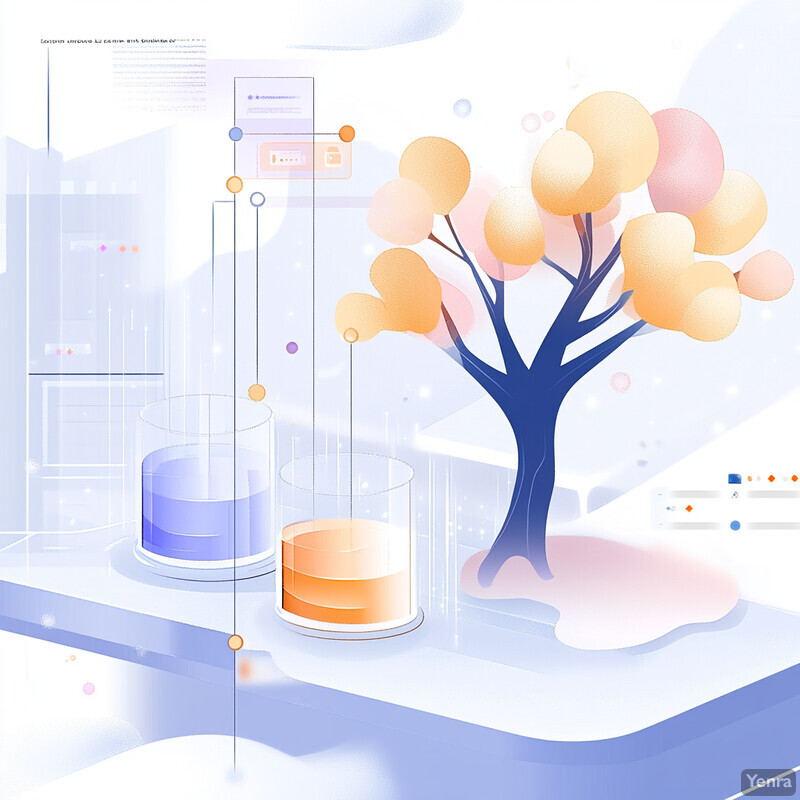 Infographic illustrating Automated A-B Testing of Price Points, featuring cylindrical containers and a tree with orange leaves.