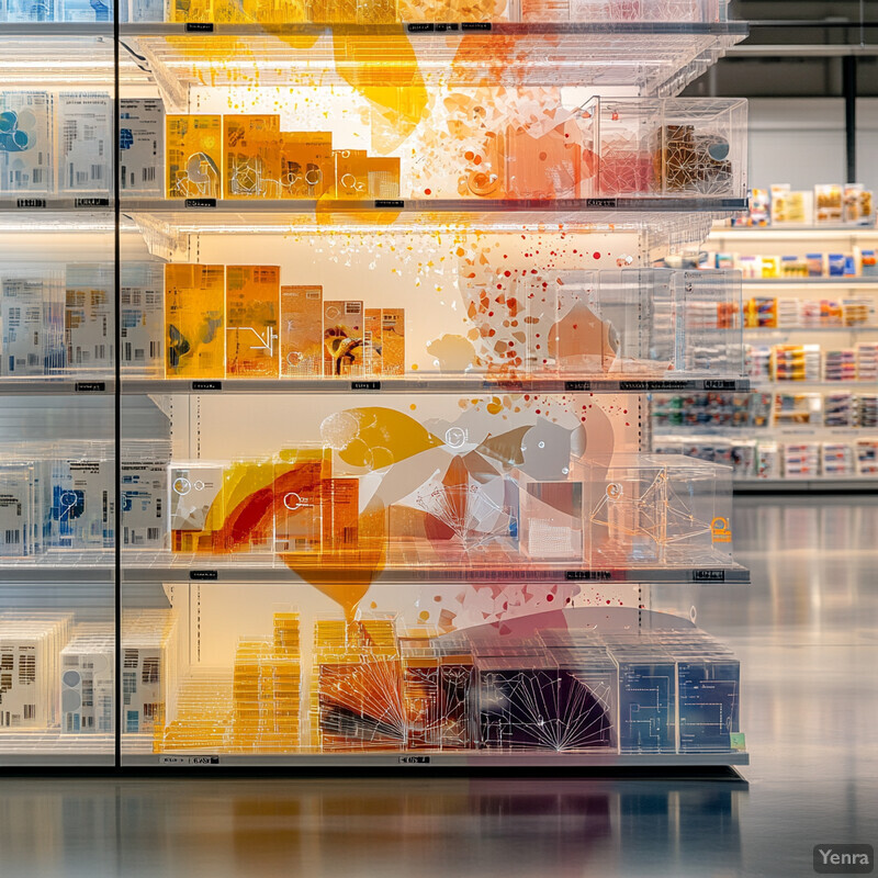 A store display case filled with various products, possibly skincare or cosmetics items.