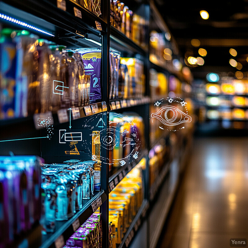 The image shows the inside of an aisle in a grocery store.