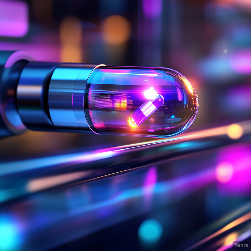 A close-up view of an illuminated light bulb in a dark-colored room.