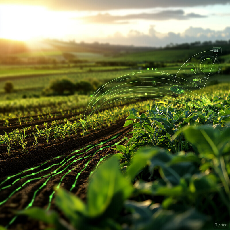 A field of crops with a focus on estimating carbon sequestration in agricultural lands.