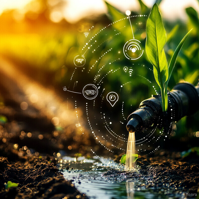 A pipe with water flowing out of it in an agricultural setting.