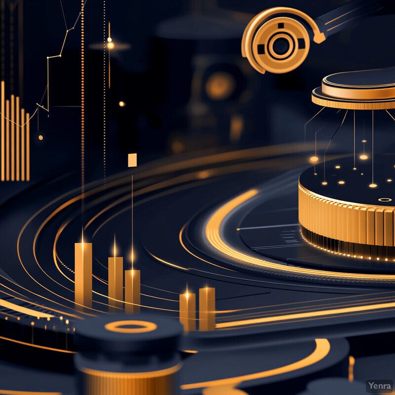 An abstract image representing cost reduction through defect prevention with a dark blue background and orange accents.