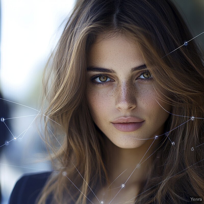 A woman with long brown hair and a black top looks directly at the camera.