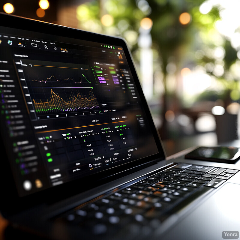 Laptop screen displaying a graph with multiple lines and data points in an outdoor setting.