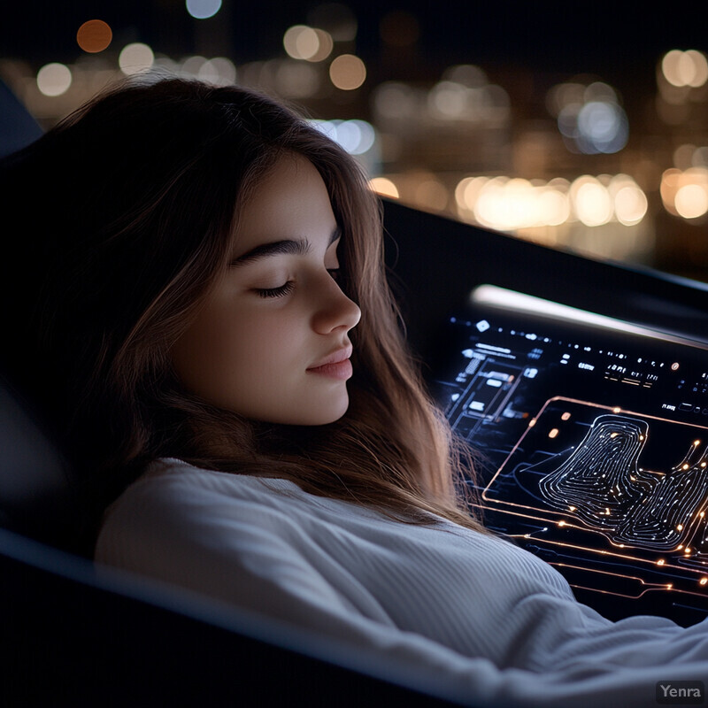 A woman sleeping on an intelligent mattress with built-in firmness control technology.