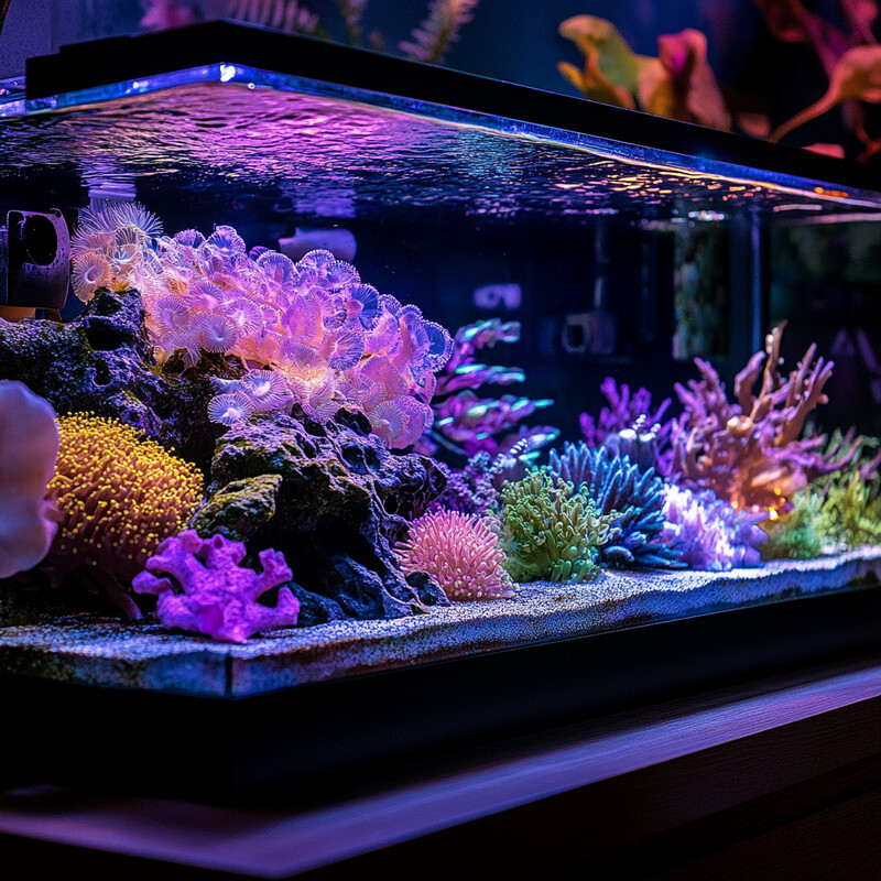 A well-maintained aquarium with a diverse array of marine life.