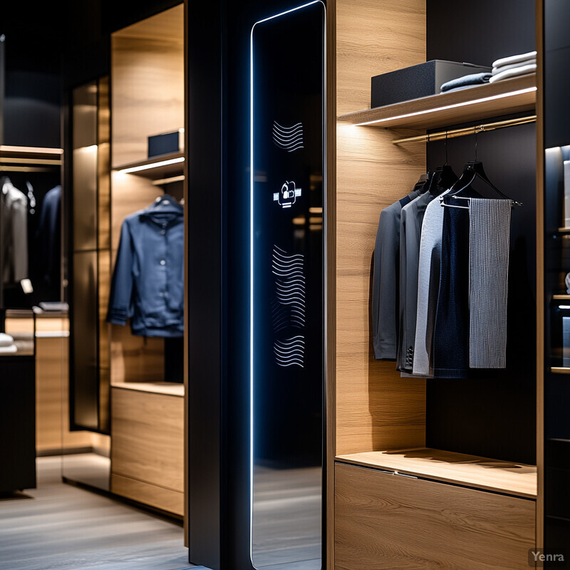 A modern and organized walk-in closet with ample storage space.