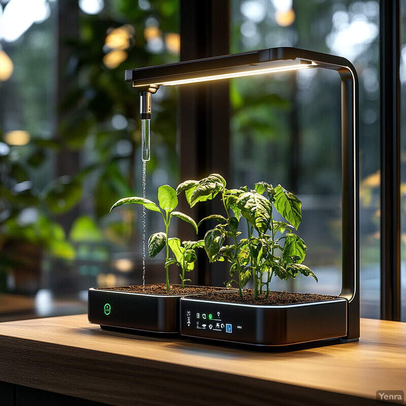 An indoor herb garden featuring basil and rosemary, well-watered and healthy-looking.