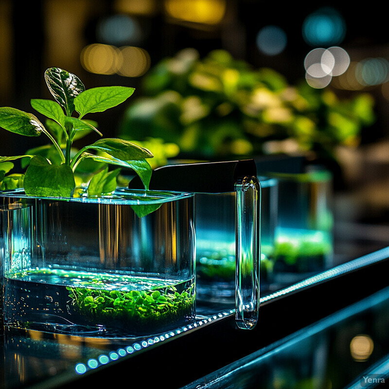 Plants are being grown in petri dishes in a laboratory setting.