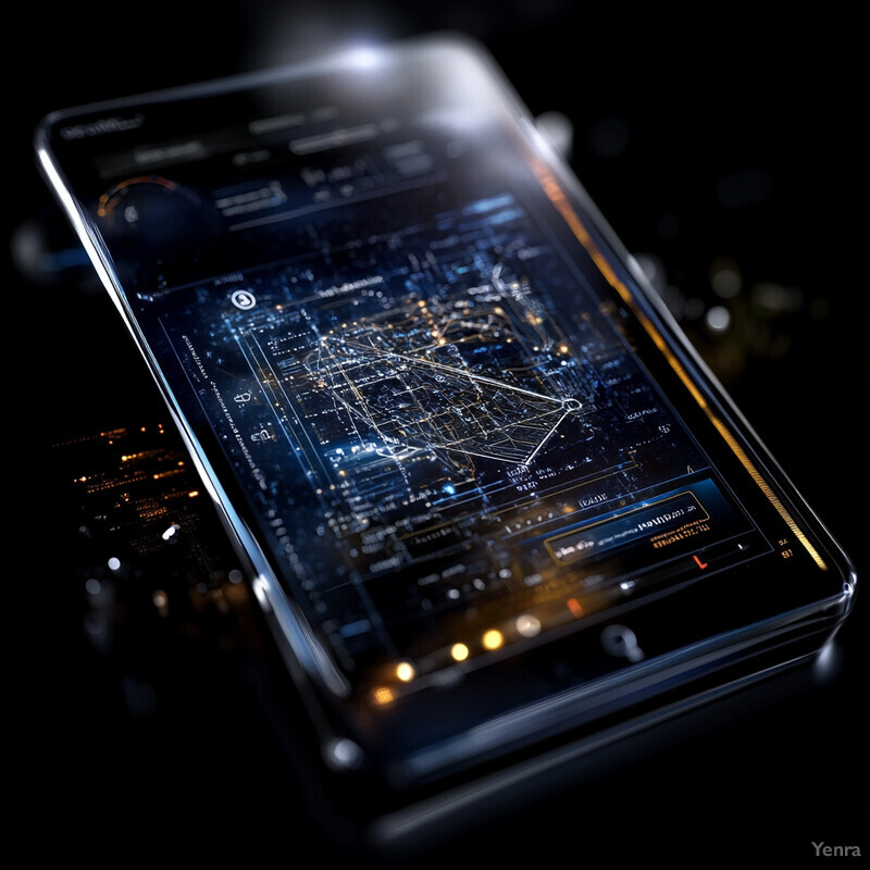 A futuristic smartphone with an abstract interface and intricate design.