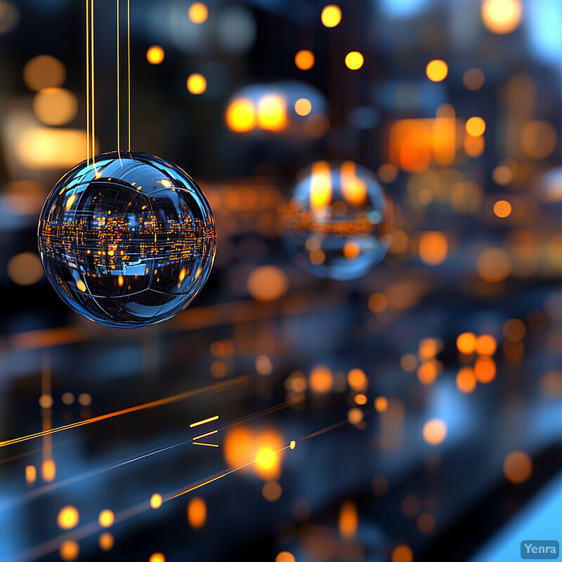 A visually striking representation of Continuous Improvement via Machine Learning, featuring reflective glass balls and a blurred blue background.