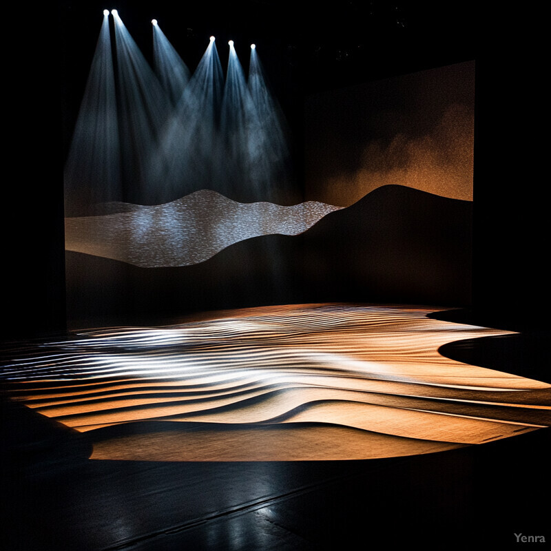 An empty stage with a dark background and a spotlight.