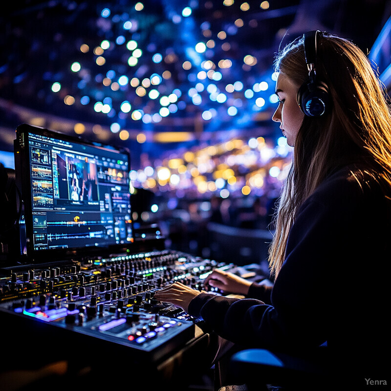 A young girl is intently focused on a computer screen, wearing headphones and sitting at a desk.