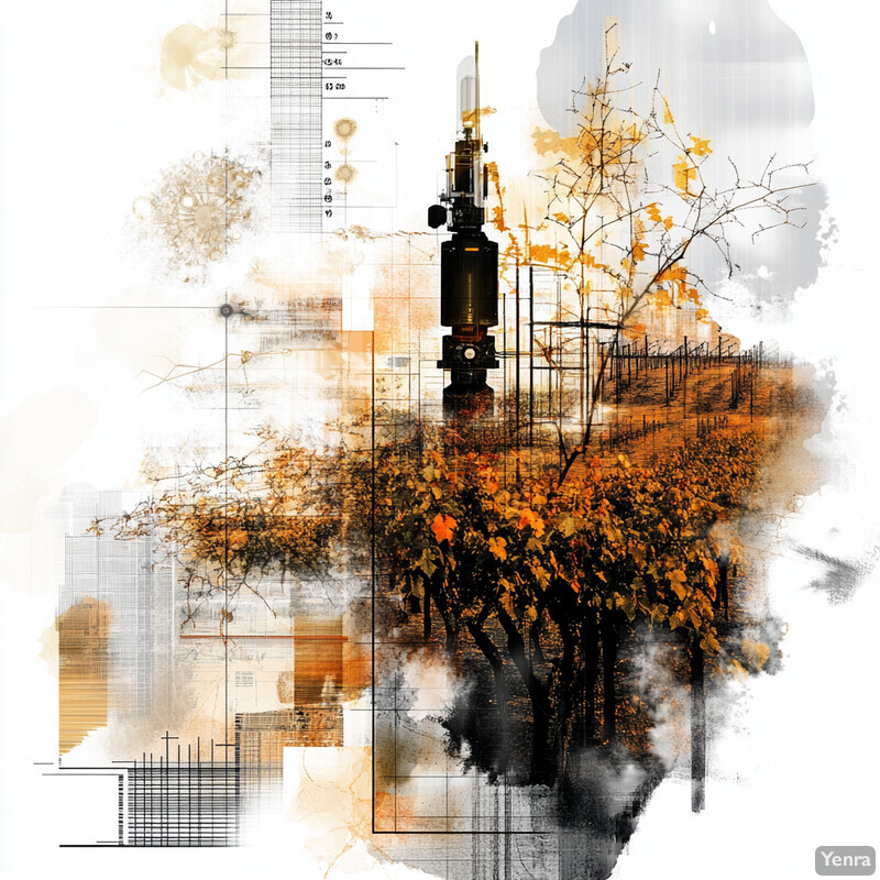 A collage of autumnal and industrial elements.