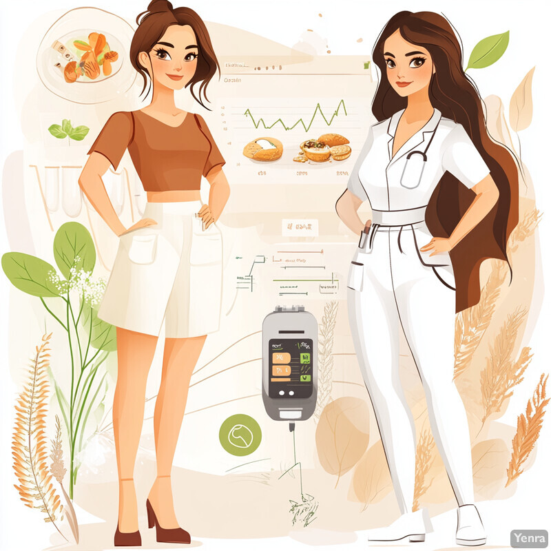 An infographic about chronic disease management featuring two cartoon-style women and various graphics related to the topic.