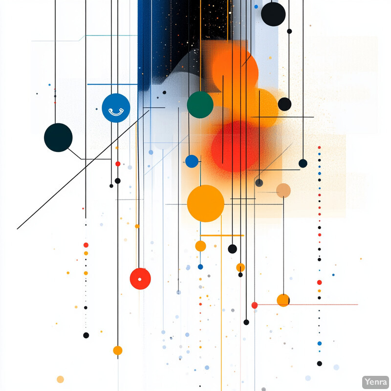 An abstract representation of dynamic call routing featuring interconnected lines and nodes in various colors.