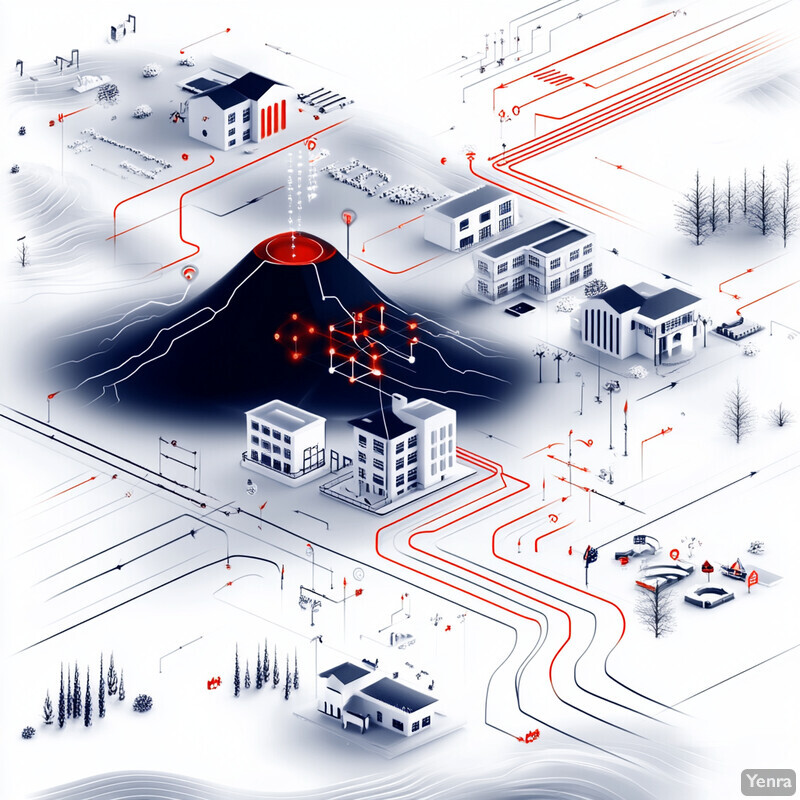 An infographic illustrating Automated Alert Generation and Dissemination in the event of a volcanic eruption.