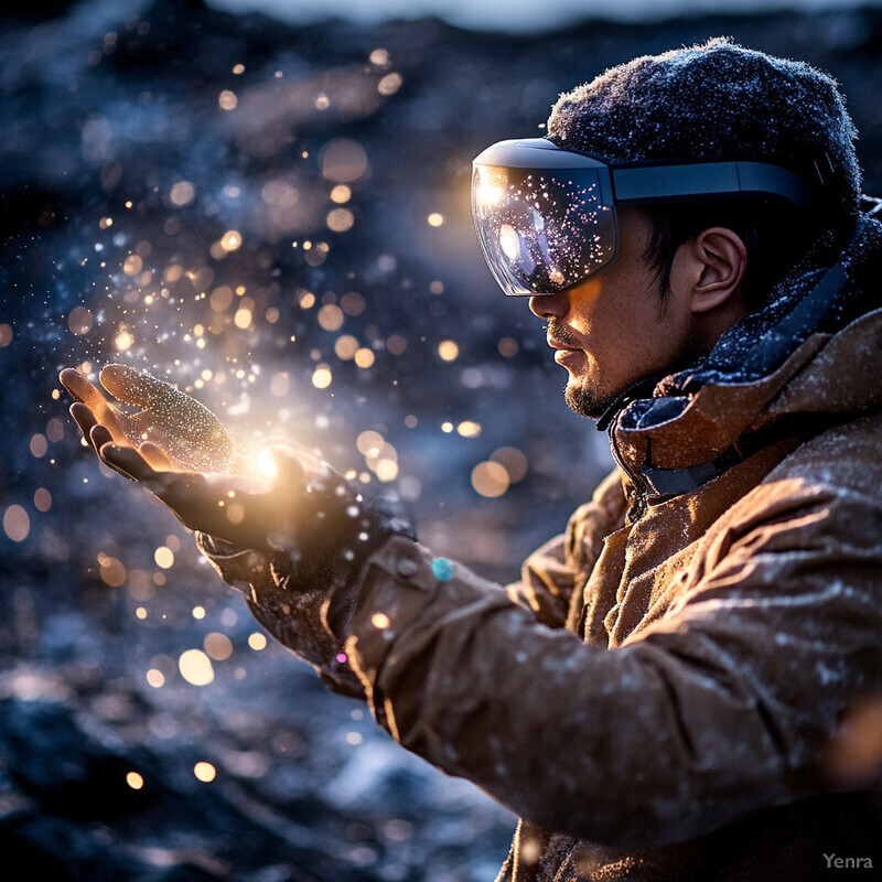 A man stands in front of a mountain range, holding a smartphone or tablet.