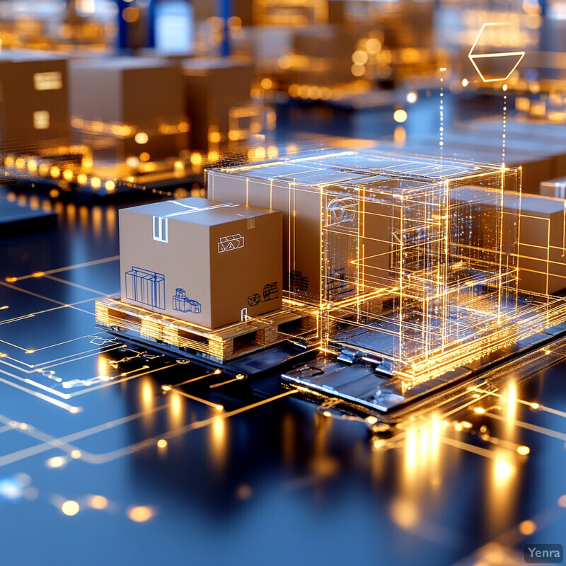 Optimized pallet and container utilization setup in a warehouse.