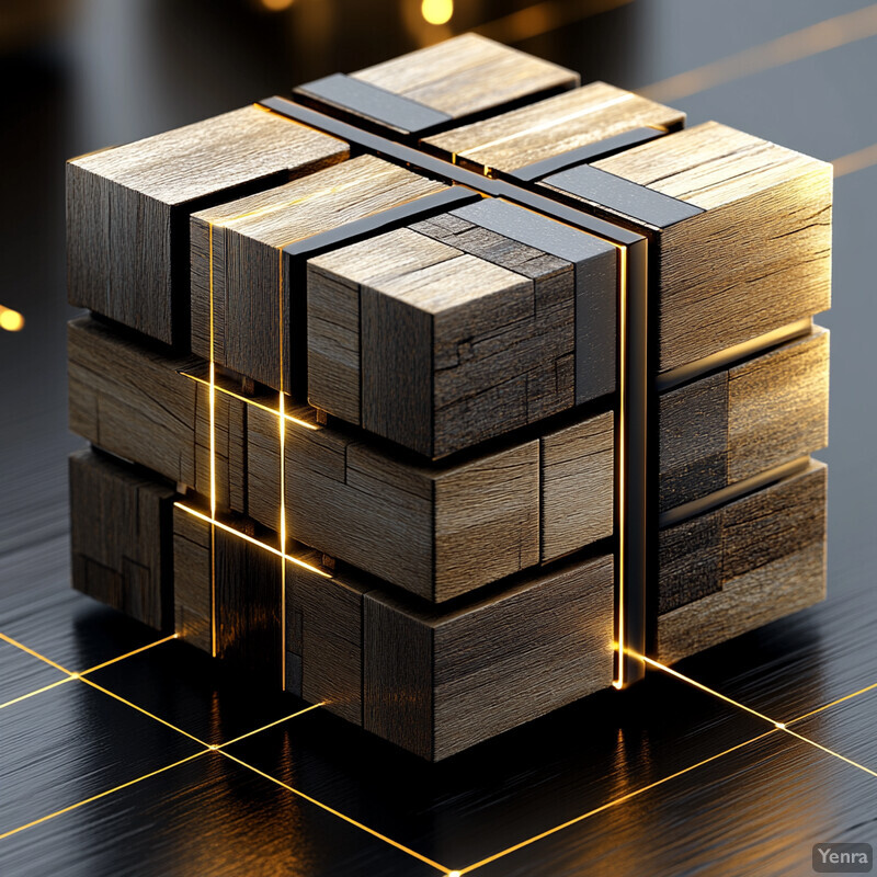 An Optimized Pallet and Container Utilization system featuring a stack of wooden blocks with gold accents.