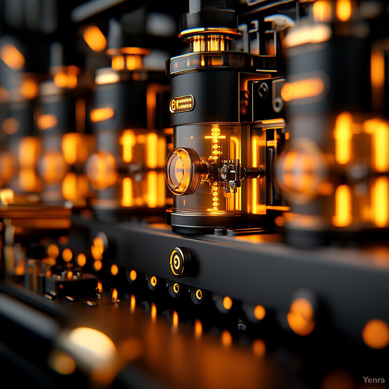 A detailed view of a combustion control device featuring complex components and precise engineering.