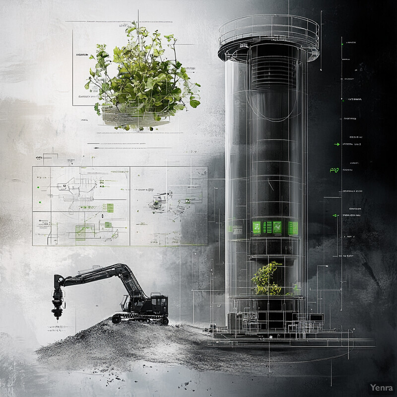 An ash management system with a cylindrical tank and machinery in an industrial setting.