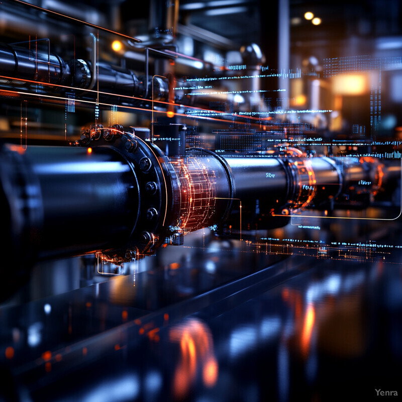 Industrial pipe system with valves and potential signs of wear.