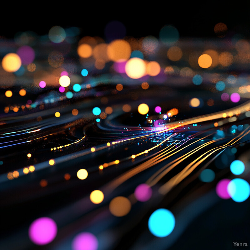 An abstract representation of a road network at night with a vibrant color scheme.