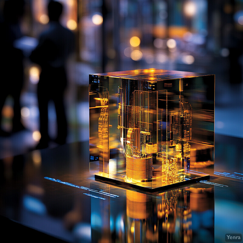 An intricate glass cube containing gold and silver objects representing Explainable AI Models.