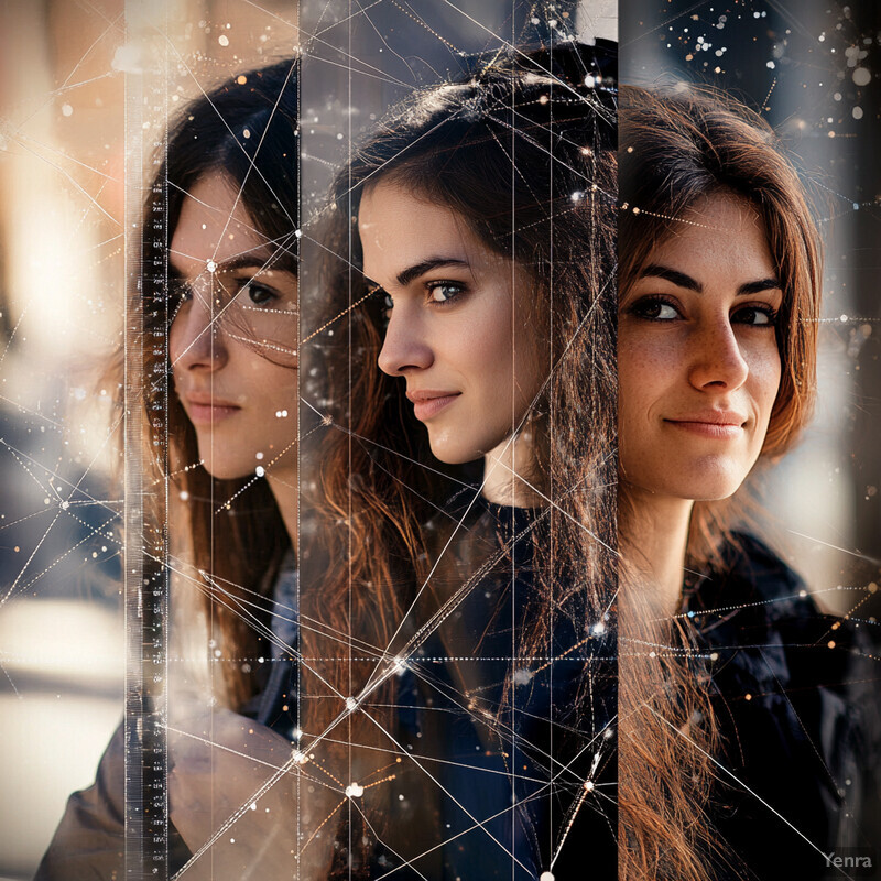 A collage of three photos of the same woman with different expressions and angles.