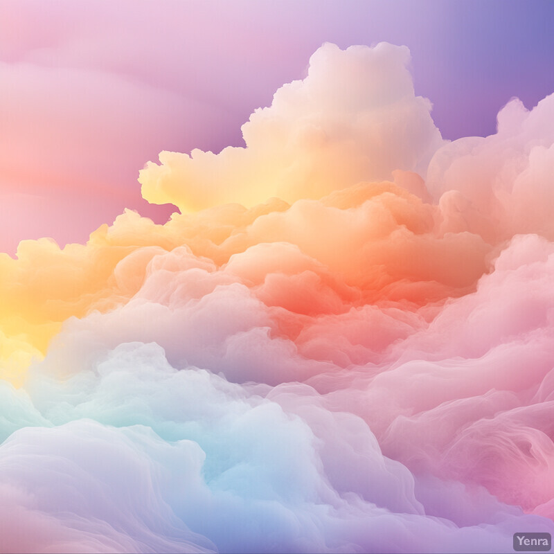 A stunning image of clouds in various shades of pink and purple set against a soft pastel-colored sky.