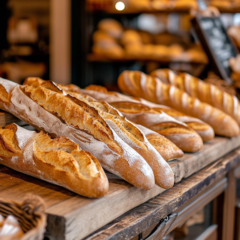 Artisanal Baguettes in a French Bakery