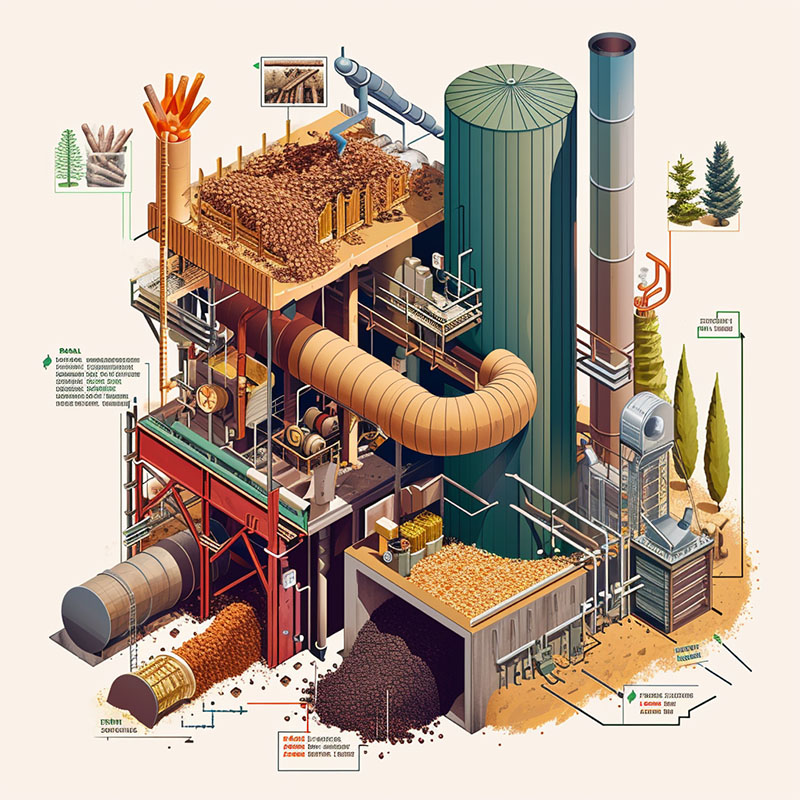 Biomass boiler technical illustration