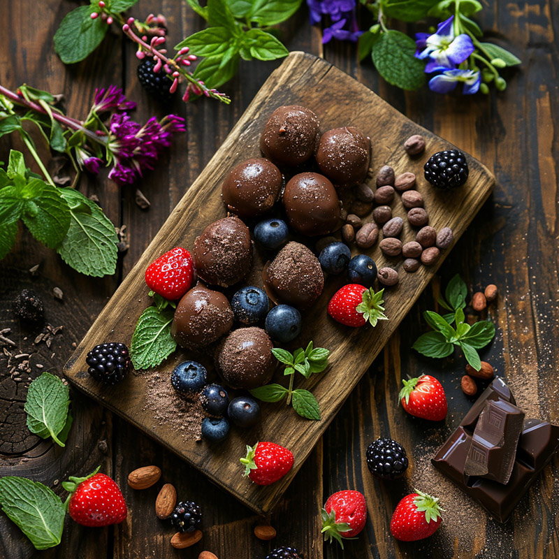 Rustic Presentation of Chocolate-Covered Berries